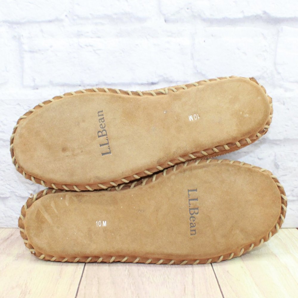 LL Bean Brown Suede Camp Moccasin Wicked Good Slippers Size 10 M - Picture 7 of 10